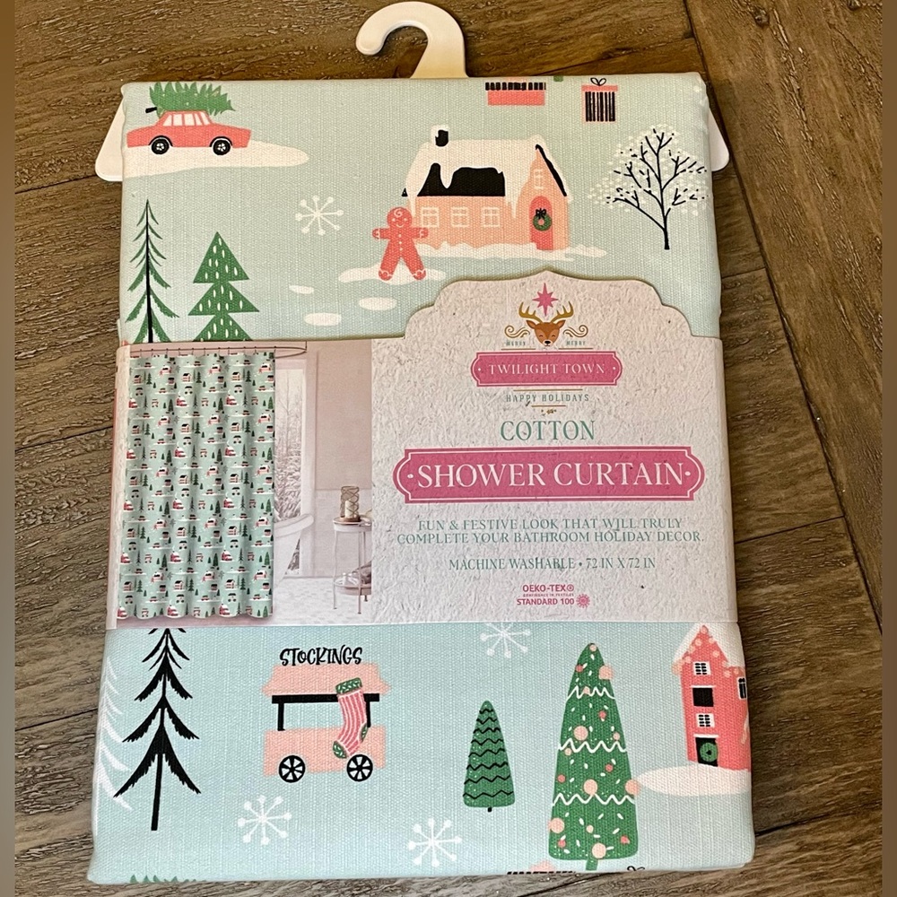 Twilight Town Pastel Christmas Gingerbread Shower Curtain